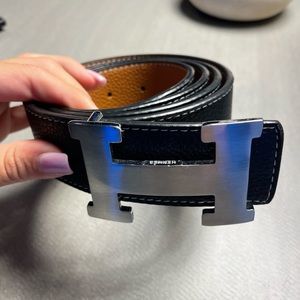 Black and brown h belt